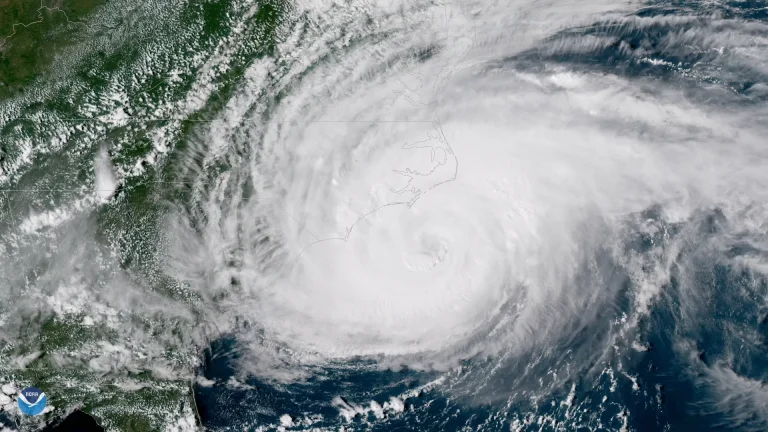 Aerial footage of hurricane Fran aftermath at Topsail.